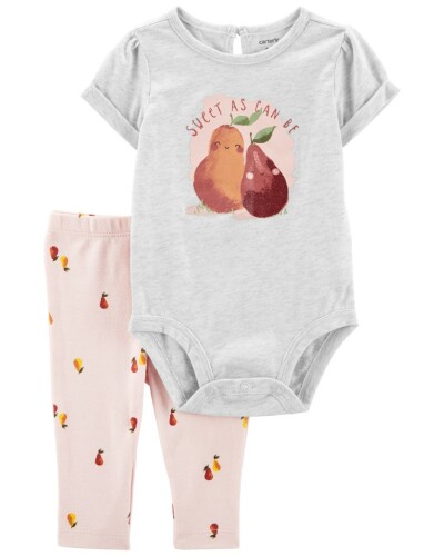 CARTER'S Set 2dílný body kr. rukáv, legíny Grey Pears holka 3m