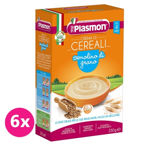 6x PLASMON Kaše pšeničná krupicová 230 g, 4m+