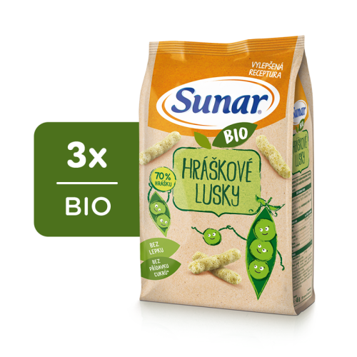 3x SUNAR BIO Křupky Hráškové lusky 45 g