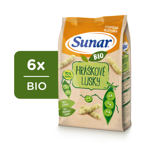 6x SUNAR BIO Křupky Hráškové lusky 45 g