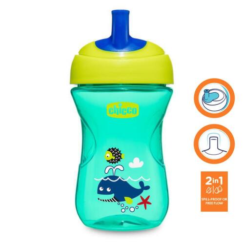 Hrneček Chicco Pokročilý s brčkem 266 ml, zelený 12m +