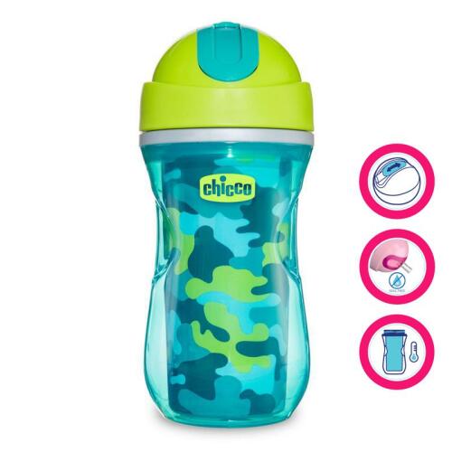 Hrneček Chicco Sport termo s brčkem 266 ml, zelený 14m+