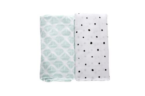 Přikrývka mušelínová 2ks Mint Boats 100x120cm