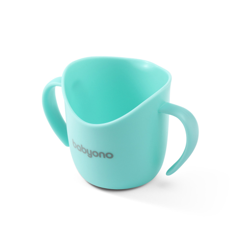 BABYONO Hrnek ergonomický s oušky 120 ml mint 6m