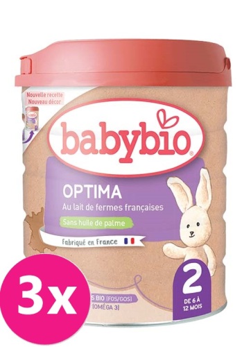 3x BABYBIO OPTIMA 2 kojenecké bio mléko (800 g)