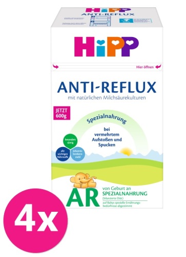 4x HiPP Anti-Reflux Speciální kojenecká výživa od narození 600 g