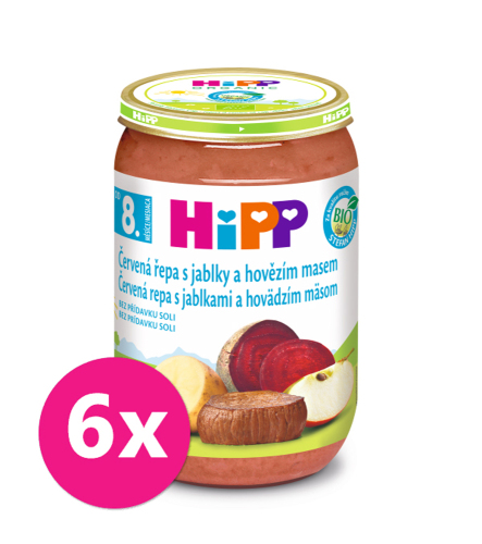 6x HiPP BIO červená řepa s jablky a hovězím masem (220 g) - maso-zeleninový příkrm