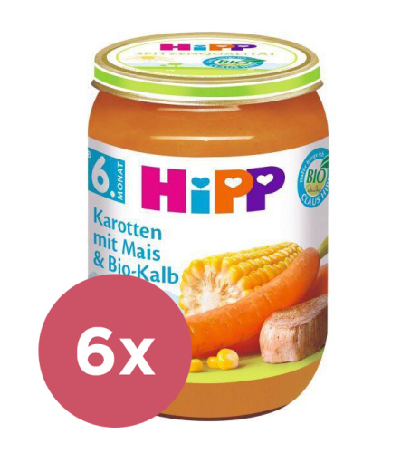 6x HiPP BIO Mrkev s kukuřicí a BIO telecím masem (6m+) 190 g