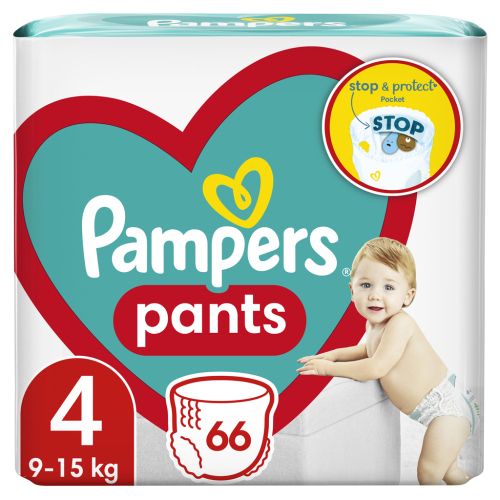 PAMPERS Plenky kalhotkové Active Baby Pants vel. 4 (66 ks) 9-15 kg