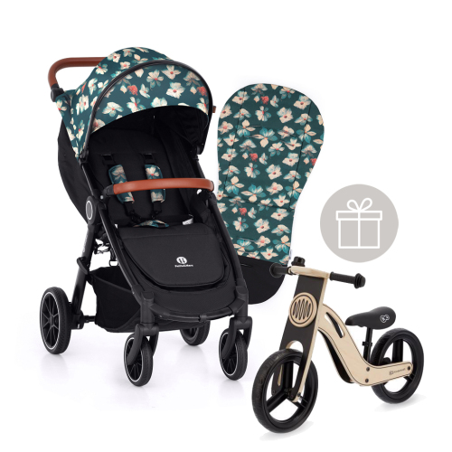 PETITE&MARS Kočárek Street+ RWS Oak Limited 100 Flowers Complete + odrážedlo Uniq Natural