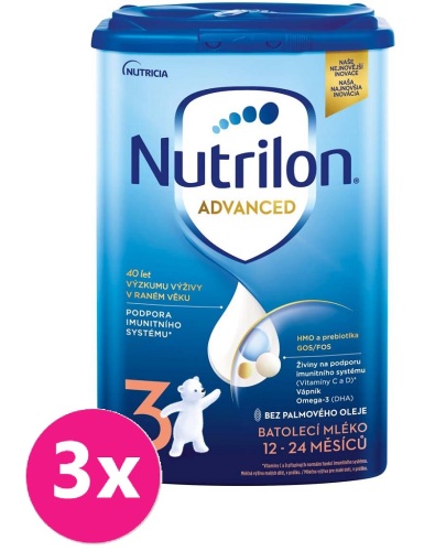 3x NUTRILON 3 Batolecí mléko 800 g, 12+