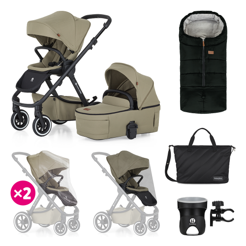 PETITE&MARS SET XXL Kočárek kombinovaný ICON 2V1 AIR Mossy Green