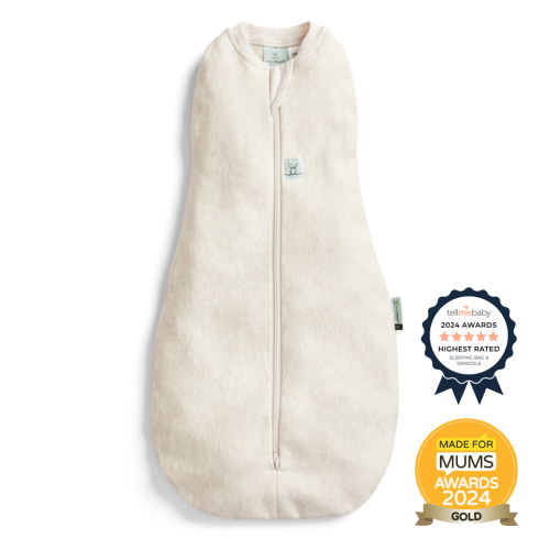ERGOPOUCH Zavinovačka a vak na spaní 2v1 Cocoon Oatmeal Marle 0-3 m, 3-6 kg, 0,2 tog