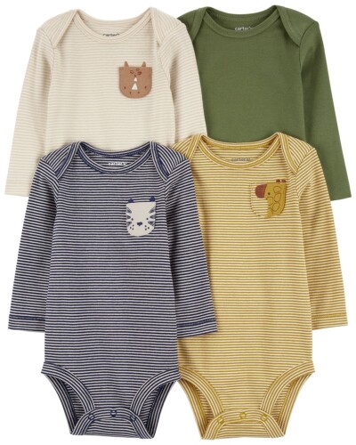 CARTER'S Body dlouhý rukáv Navy/Olive Animal kluk 4ks NB/vel. 56