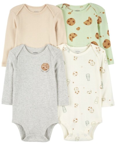 CARTER'S Body dlouhý rukáv Milk&Cookies neutral 4ks NB/vel. 56