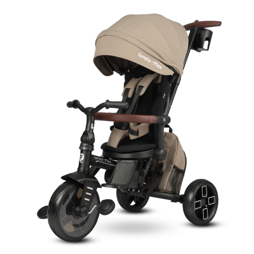QPLAY Tříkolka Comfo Max Coffee, 8 v 1, věk 10-72 měsíců