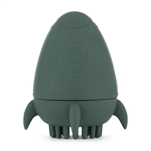 PETITE&MARS Hračka silikonová do vody s kartáčkem Splashy Rocket Misty Green 6m+