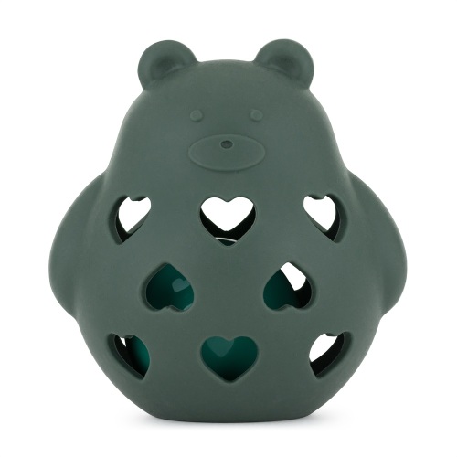 PETITE&MARS Hračka silikonová s chrastítkem Bear Basil Misty Green 0m+