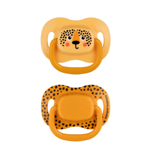 CANPOL BABIES Set symetrických silikonových dudlíků BabiesBoo 6-18m 2ks oranžový