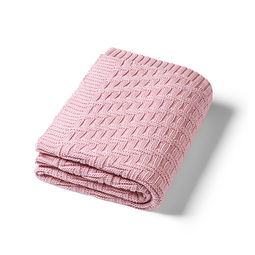 BABYONO Deka z organické bavlny pletená 75 x 100 cm pink 0m+
