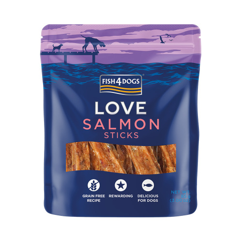 FISH4DOGS Pamlsky pro psy LOVE s lososem - tyčinky 85 g