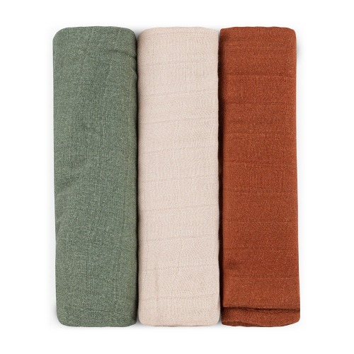 PETITE&MARS Sada plen bambusová mušelínová 3ks Moussy Earth Tones 68 x 68 cm