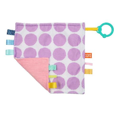 BRIGHT STARTS Mazlící dečka na C kroužku Little Taggies fialové tečky 0 m+