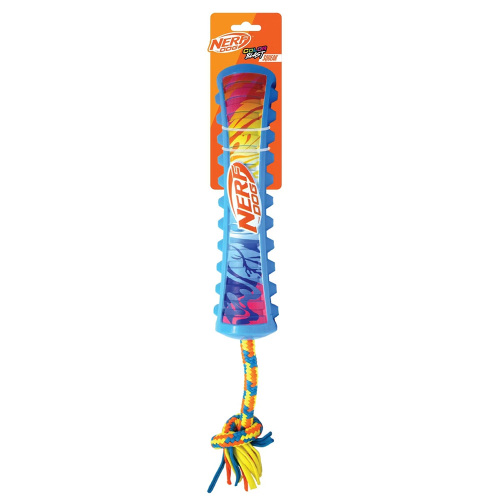 NERF DOG Hračka pro psy pískací táhlo s barevným úchopem a textilním lanem 29 cm