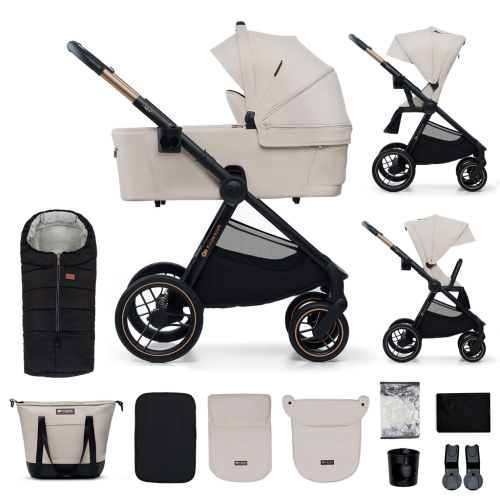KINDERKRAFT Kočárek kombinovaný Nea 2 2v1 Beige + Fusak3v1 Jibot Horizontal Ink Black