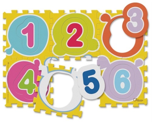Hračka puzzle pěnové Čísla 30x30 cm, 6 ks