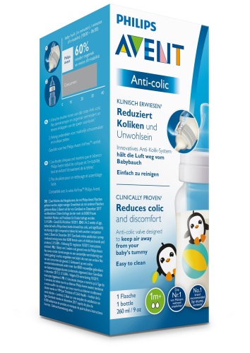 Láhev Anti-colic 260 ml, 1 ks tučňák