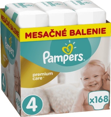 Měsíční zásoba plenek Premium Care 4 MAXI 9-14kg 168ks Pampers