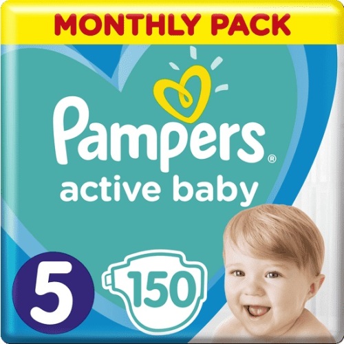 Měsíční zásoba plen Active Baby 5 JUNIOR 11-16kg 150ks Pampers