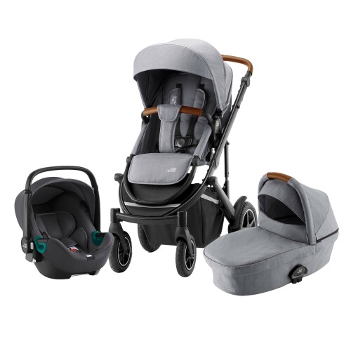 Set kočárek Smile III + hluboká korba + autosedačka Baby Safe iSense, Frost Grey/Brown