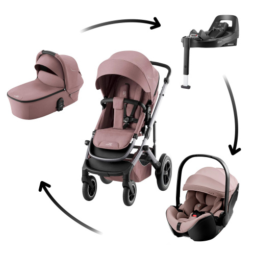 Set kočárek Smile 5Z + hluboká korba + autosedačka Baby-Safe PRO + Vário Base 5Z, Dusty Rose