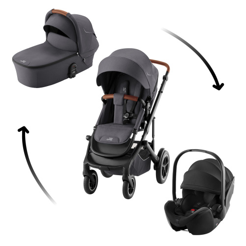 Set kočárek Smile 5Z + hluboká korba + autosedačka Baby-Safe PRO, Midnight Grey