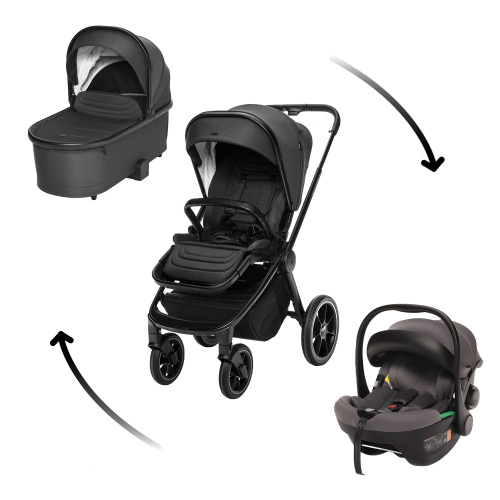 Set kočárek Move Cross 3 + hluboká korba Move XL 3 + autosedačka, All Black