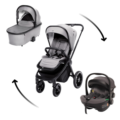 Set kočárek Move Cross 3 + hluboká korba Move XL 3 + autosedačka, Metal Grey
