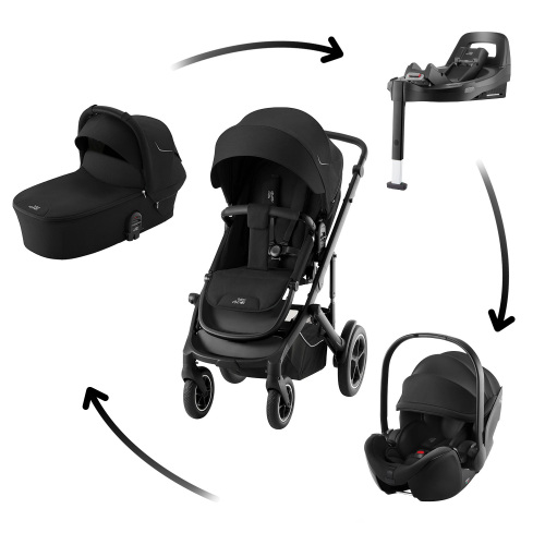 Set kočárek Smile 5Z + hluboká korba + autosedačka Baby-Safe PRO + Vário Base 5Z, Space Black