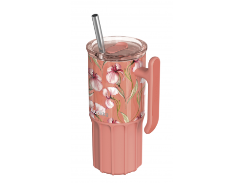 Nerezový termohrnek s brčkem Umi Floral Coral 720 ml
