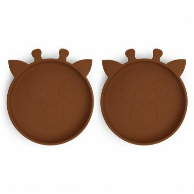 NUUROO Akila Silikonový talířek 2 ks Giraffe Caramel Café
