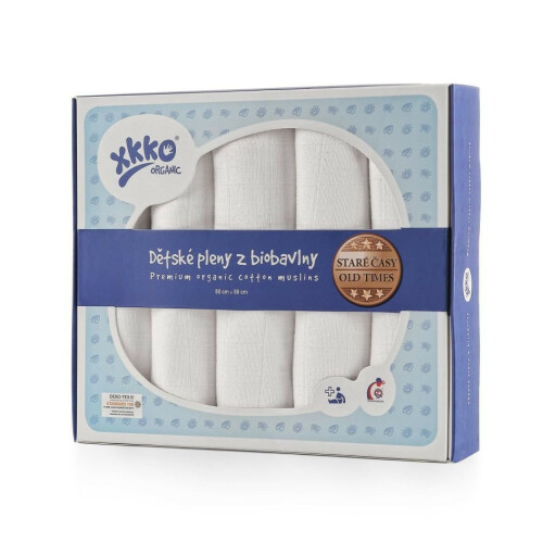 Dětské pleny z biobavlny XKKO Organic 80x80 - Staré časy Bílé