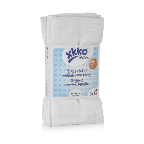 Dětské pleny z biobavlny XKKO Organic 40x40 Staré časy - Bílé