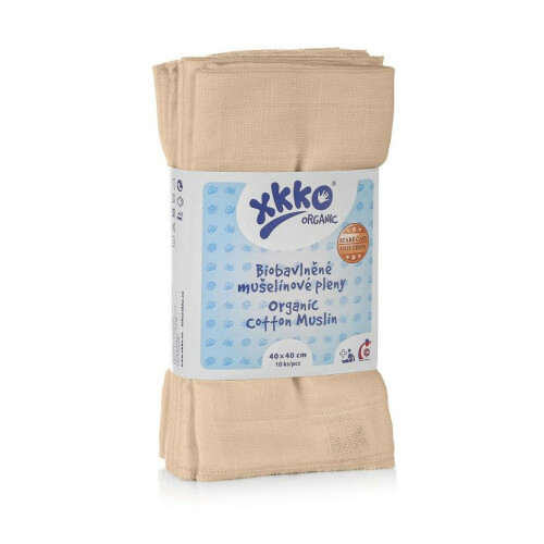 Dětské pleny z biobavlny XKKO Organic 40x40 Staré časy - Natural