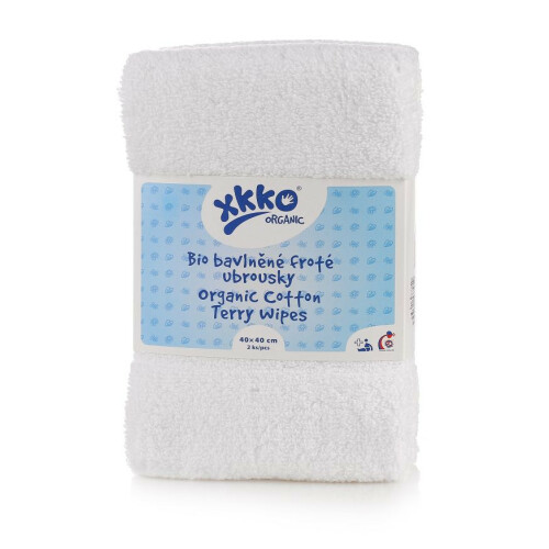 BIO bavlněné froté ubrousky XKKO Organic 40x40 - White