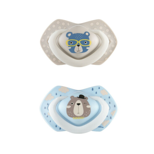 Set symetrických silikonových dudlíků 0-6m BONJOUR PARIS modrý