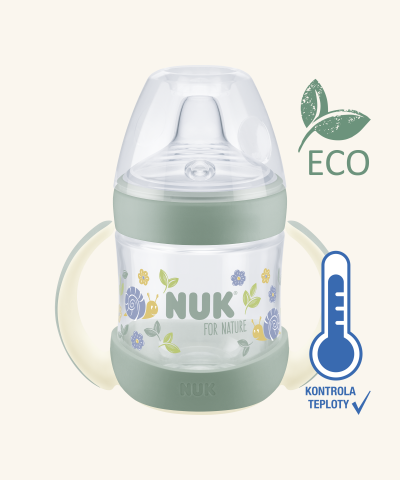 NUK for Nature láhev na učení s kontrolou teploty 150 ml zelená