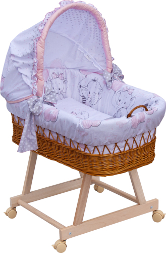 Proutěný košík na miminko s boudičkou Scarlett Gusto - růžová
