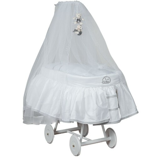 Košík pro miminko CHEESECAKE s moskytiérou, bílá/šedá