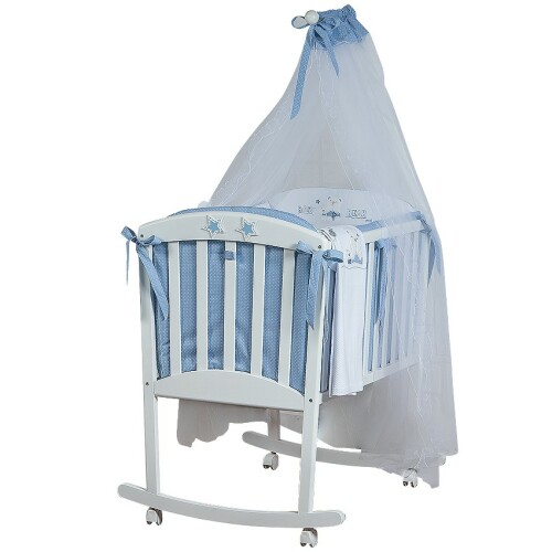 Kolébka pro miminko MAMI s moskytiérou a matrací, modrá